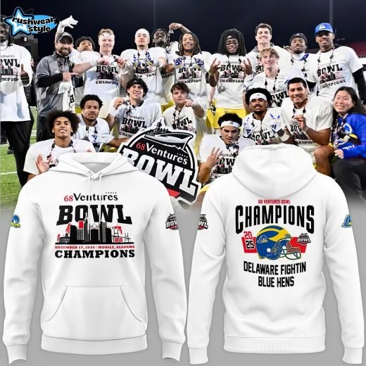 Delaware Fightin’ Blue Hens 2025 68 Ventures Bowl Champions Locker Room Hoodie