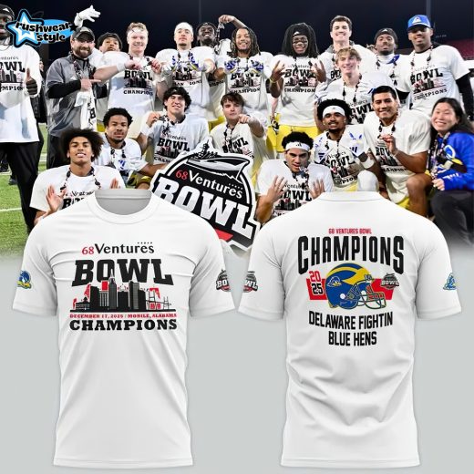 Delaware Fightin’ Blue Hens 2025 68 Ventures Bowl Champions Locker Room T-shirt