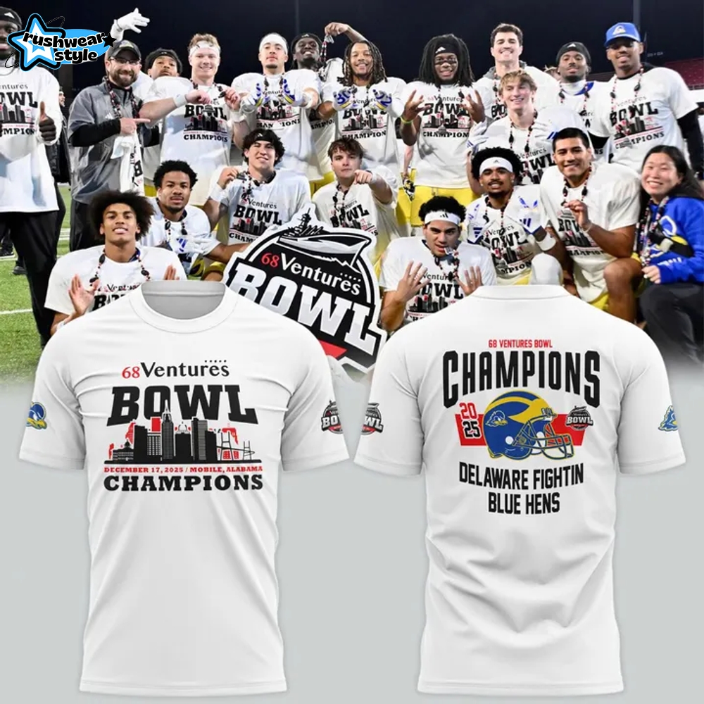 Delaware Fightin’ Blue Hens – 68 Ventures Bowl Champions 2025 T-Shirt Delaware Fightin’ Blue Hens – 68 Ventures Bowl Champions 2025 T-Shirt