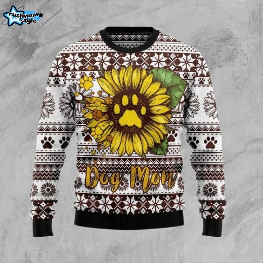 Dog Mom Sunflower Ugly Christmas Sweater