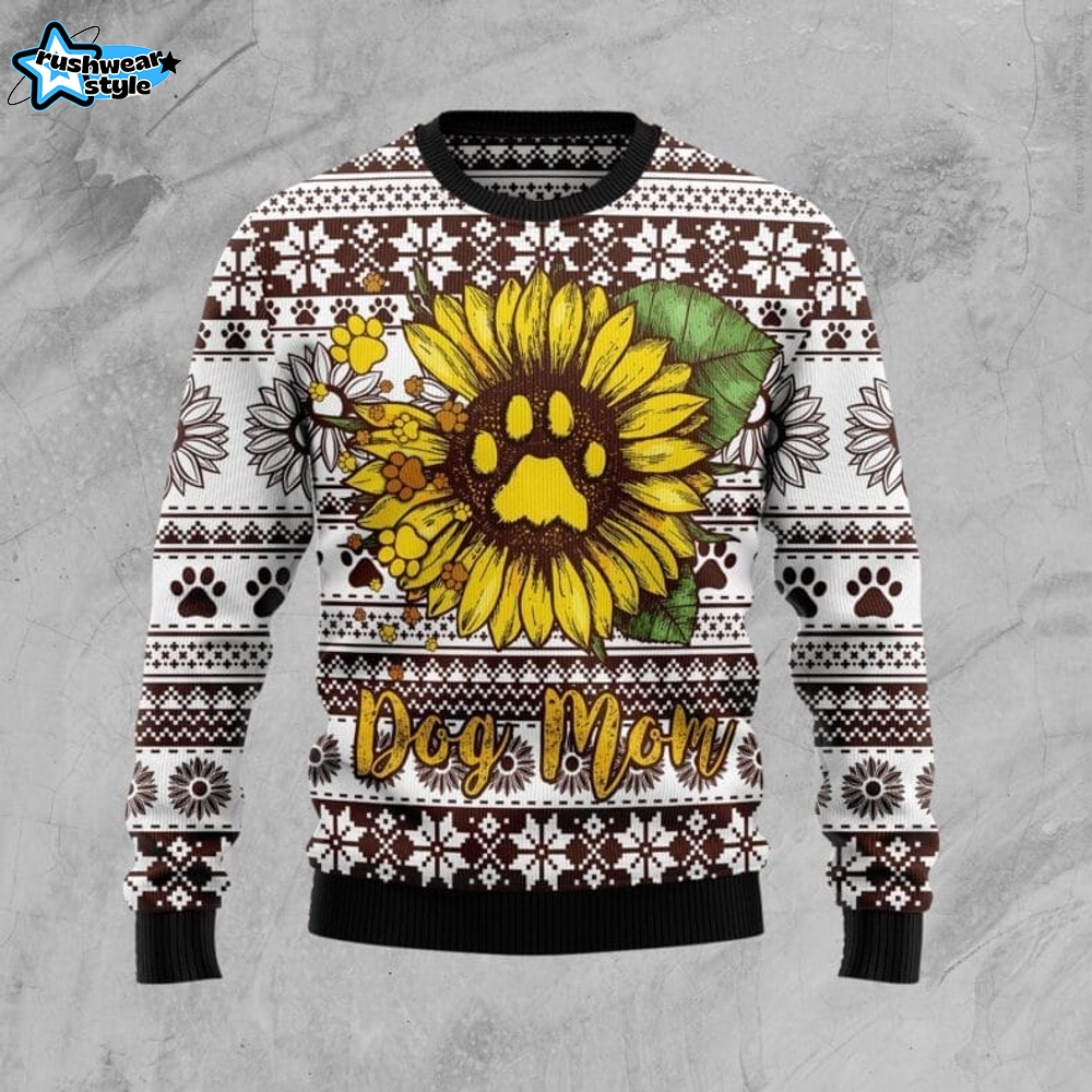 Dog Mom Sunflower Ugly Christmas Sweater Dog Mom Sunflower Ugly Christmas Sweater