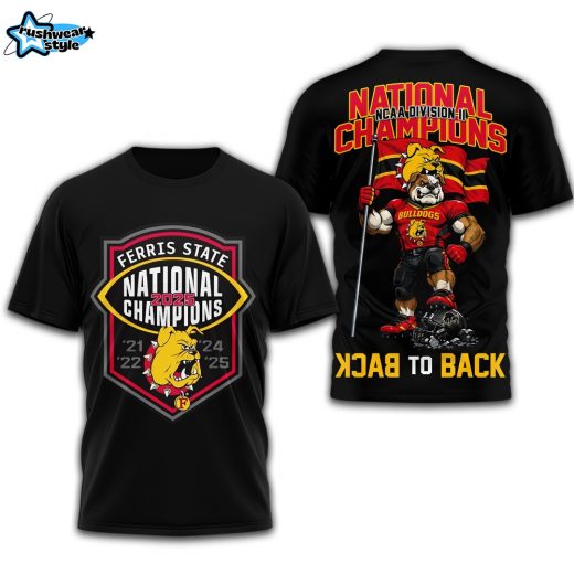 Ferris State Bulldogs | Premium NCAA Division II Champions 3D Shirt - Black