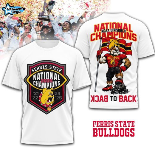 Ferris State Bulldogs | Premium NCAA Division II Champions 3D Shirt - White