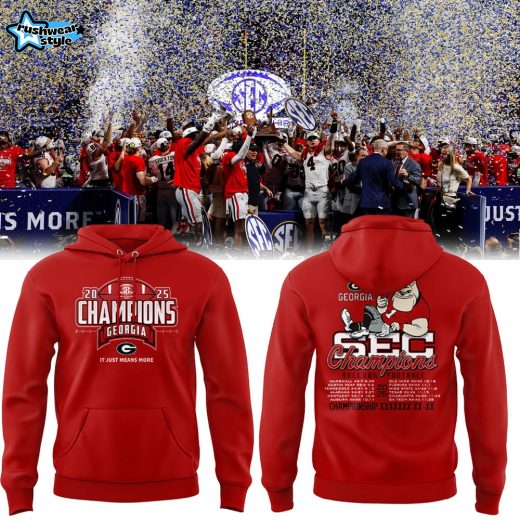 Georgia Bulldogs 2025 SEC Football Champions Red Hoodie