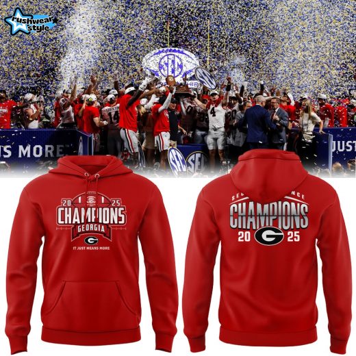 Georgia Bulldogs 2025 SEC Football Champions Red Hoodie V2