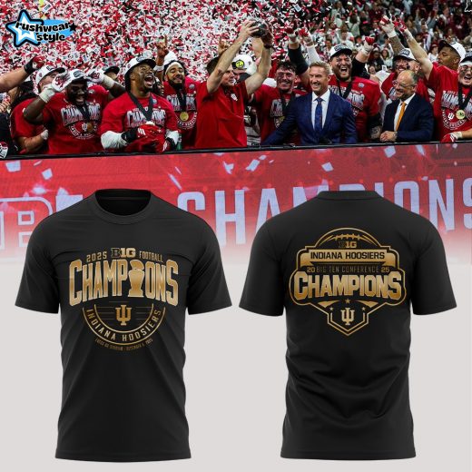 Indiana Hoosiers 2025 Big Ten Football Champions Black Shirt