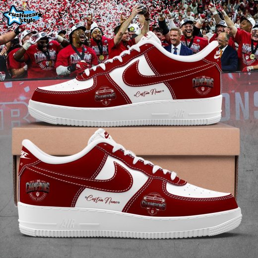 Indiana Hoosiers 2025 Big Ten Football Champions Custom Name Red Shoes AF1