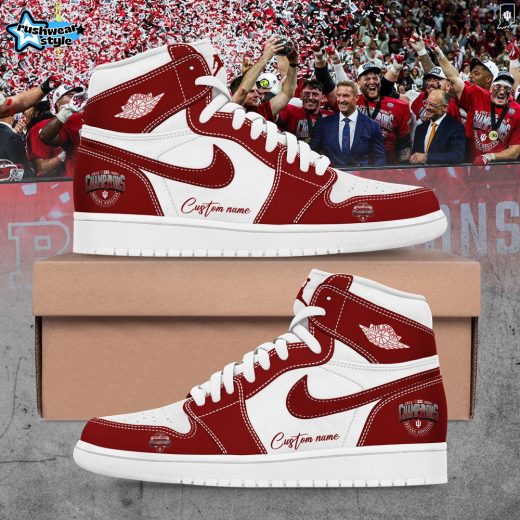 Indiana Hoosiers 2025 Big Ten Football Champions Custom Name Red Shoes JD1