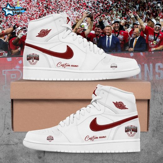 Indiana Hoosiers 2025 Big Ten Football Champions Custom Name White Shoes JD1