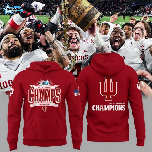 Indiana Hoosiers 2025 Big Ten Football Champions Red Hoodie V2