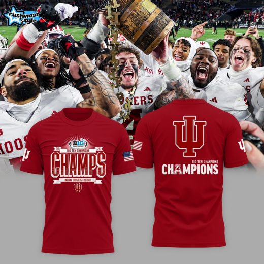 Indiana Hoosiers 2025 Big Ten Football Champions Red Shirt V2