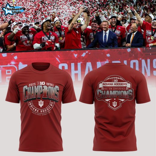 Indiana Hoosiers 2025 Big Ten Football Champions Red Shirt V4