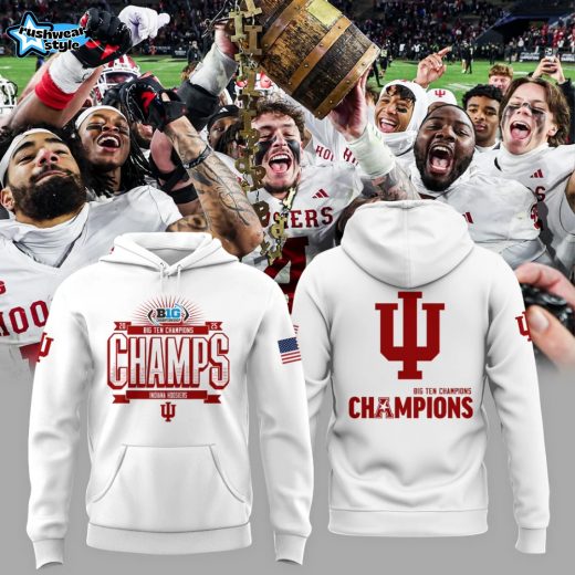 Indiana Hoosiers Football – 2025 CHAMPIONS Big10 Football Special Limited Edition Hoodie - White