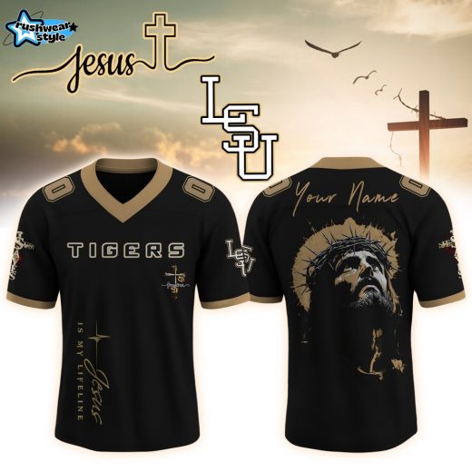 LSU Tigers College Football x Jesus Special Edition-V-neck Short Sleeve Jersey