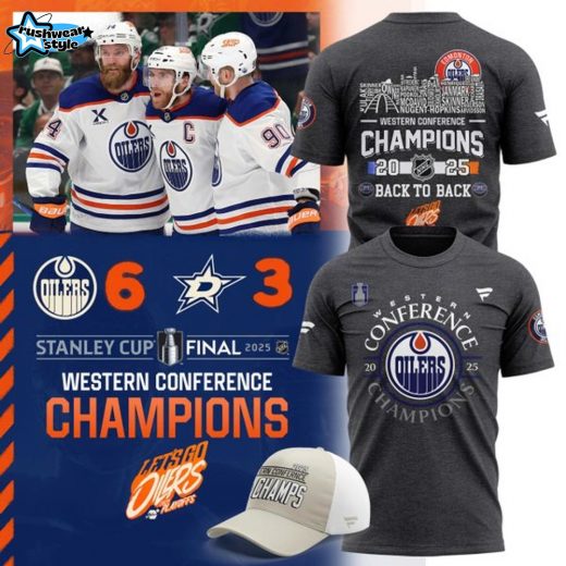 Limited Edition Edmonton Oilers Western Conference Champs 2025 Locker Room Tee v3