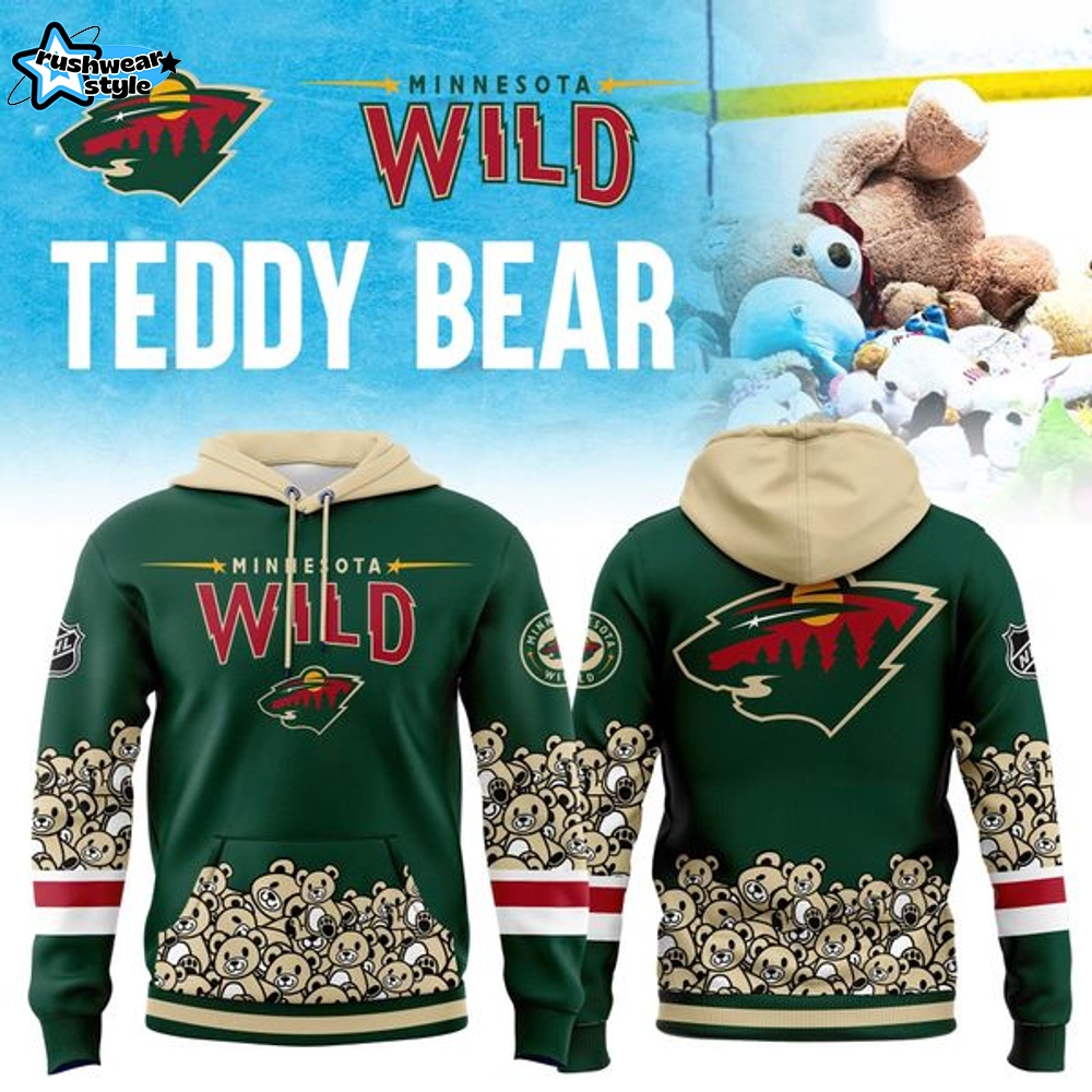 Limited Edition Minnesota Wild '' Teddy Bear '' Hoodie Limited Edition Minnesota Wild '' Teddy Bear '' Hoodie