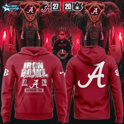 Men's Red Alabama Crimson Tide 2025 Iron Bowl Champions Hoodie