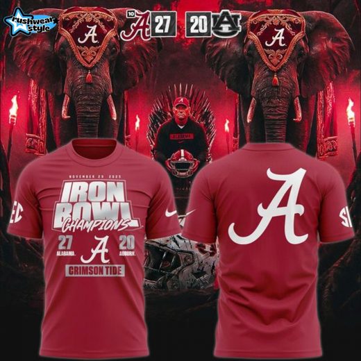 Men's Red Alabama Crimson Tide 2025 Iron Bowl Champions T-shirt