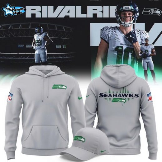 Men's Seattle Seahawks Nike Gray 2025 Rivalries Collection Sideline Full-Hoodie-V1