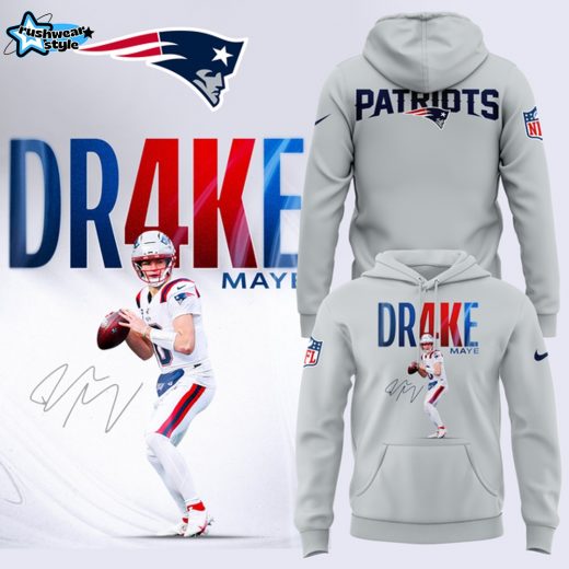 NE Patriots Drake Maye Hoodie - Gray