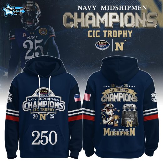 Navy Midshipmen – Back-to-Back CIC Trophy Champions 2025 Hoodie