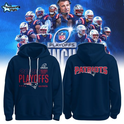 New England Patriots Royal Blue NFL Playoffs 2025 Hoodie