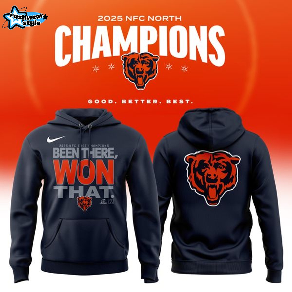 Official Chicago Bears 2025 NFC NORTH Division Champions "Been There Won That" Hoodie V1- Navy Official Chicago Bears 2025 NFC NORTH Division Champions "Been There Won That" Hoodie V1- Navy