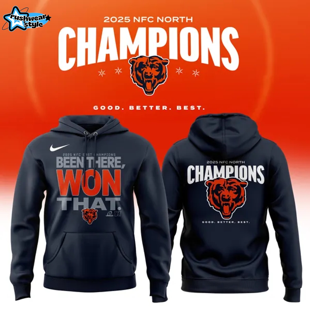 Official Chicago Bears 2025 NFC NORTH Division Champions "Been There Won That" Hoodie V2- Navy Official Chicago Bears 2025 NFC NORTH Division Champions "Been There Won That" Hoodie V2- Navy