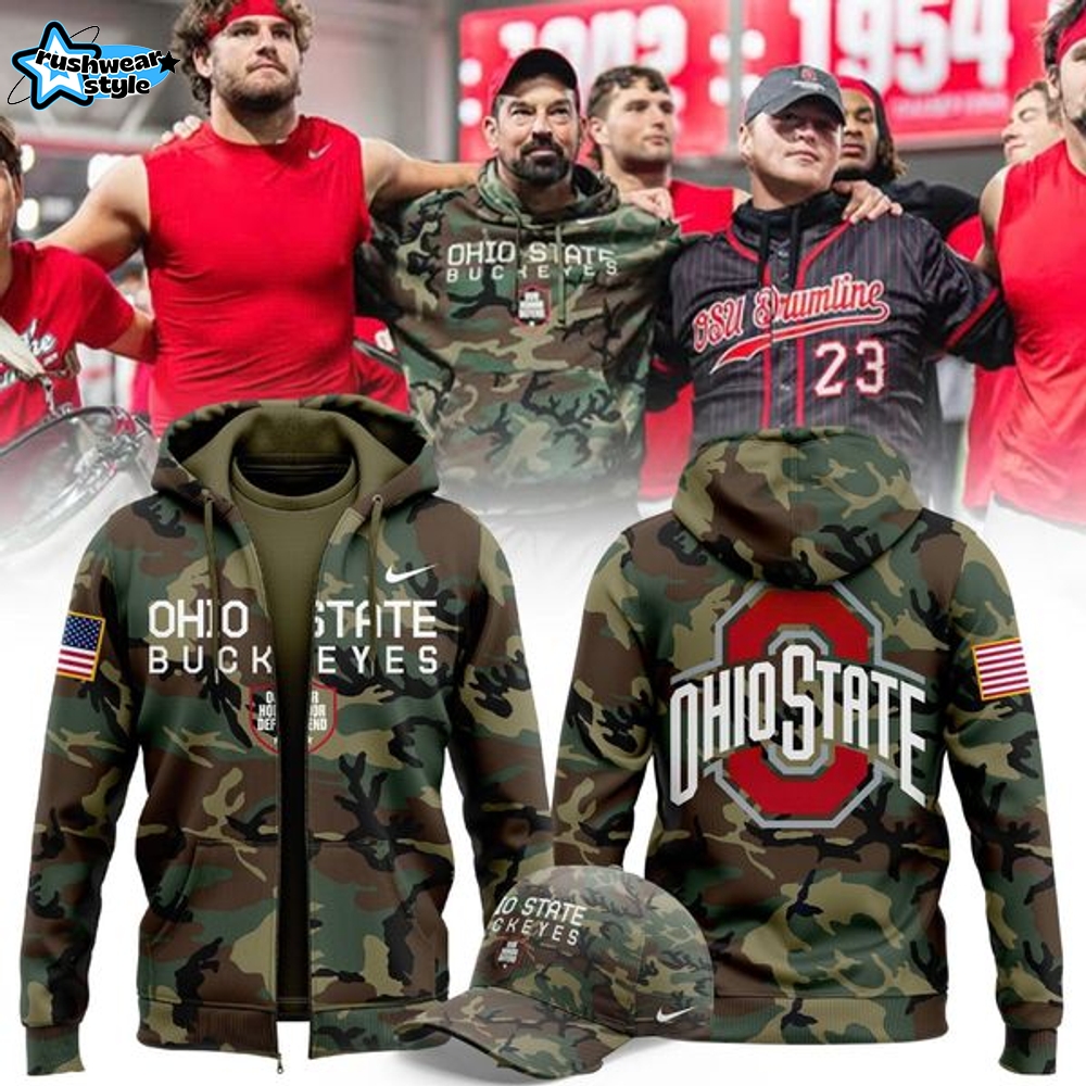 Ohio State Football Military Appreciation Camo Zip Hoodie Ohio State Football Military Appreciation Camo Zip Hoodie