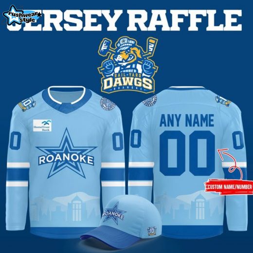 Roanoke Rail Yard Dawgs 2025 Light Blue Hockey Jersey