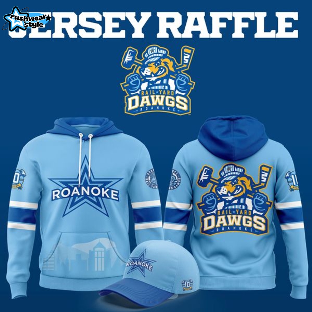 Roanoke Rail Yard Dawgs 2025 Light Blue Hoodie Roanoke Rail Yard Dawgs 2025 Light Blue Hoodie