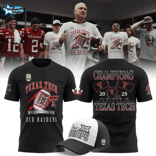 Texas Tech Football Big 12 Football Champions T-shirt 2025 - Black