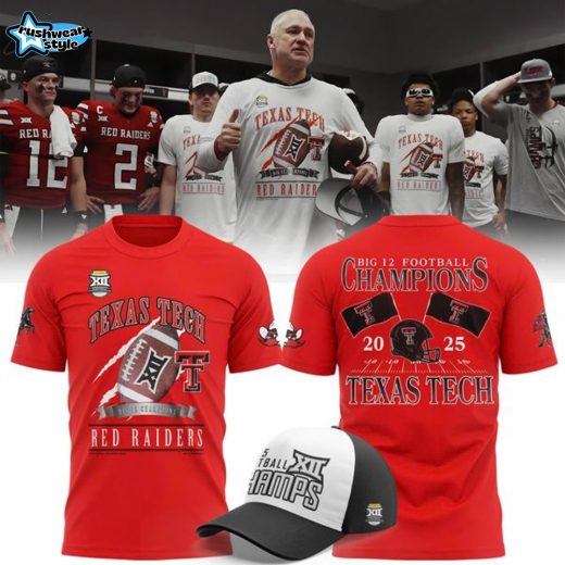 Texas Tech Football Big 12 Football Champions T-shirt 2025 - Red