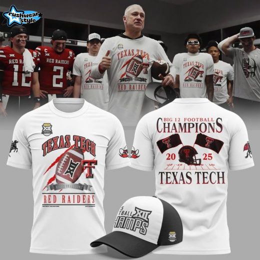 Texas Tech Football Big 12 Football Champions T-shirt 2025 - White