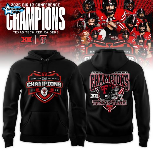 Texas Tech Red Raiders 2025 Big 12 Football Champions Locker Room Hoodie – Black