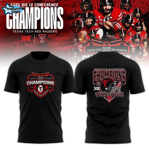 Texas Tech Red Raiders 2025 Big 12 Football Champions Locker Room T-shirt – Black