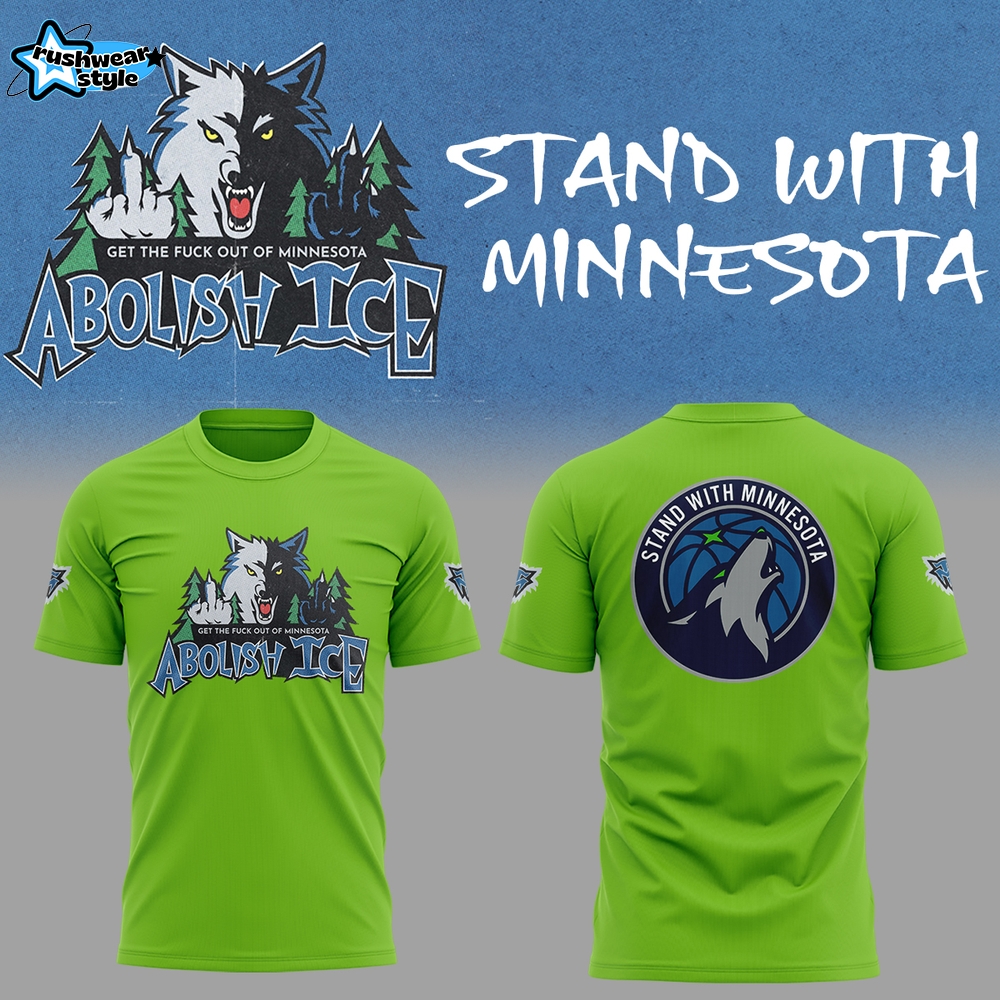 Abolish Ice Stand With Minnesota Lime Green Graphic T-Shirt Abolish Ice Stand With Minnesota Lime Green Graphic T-Shirt