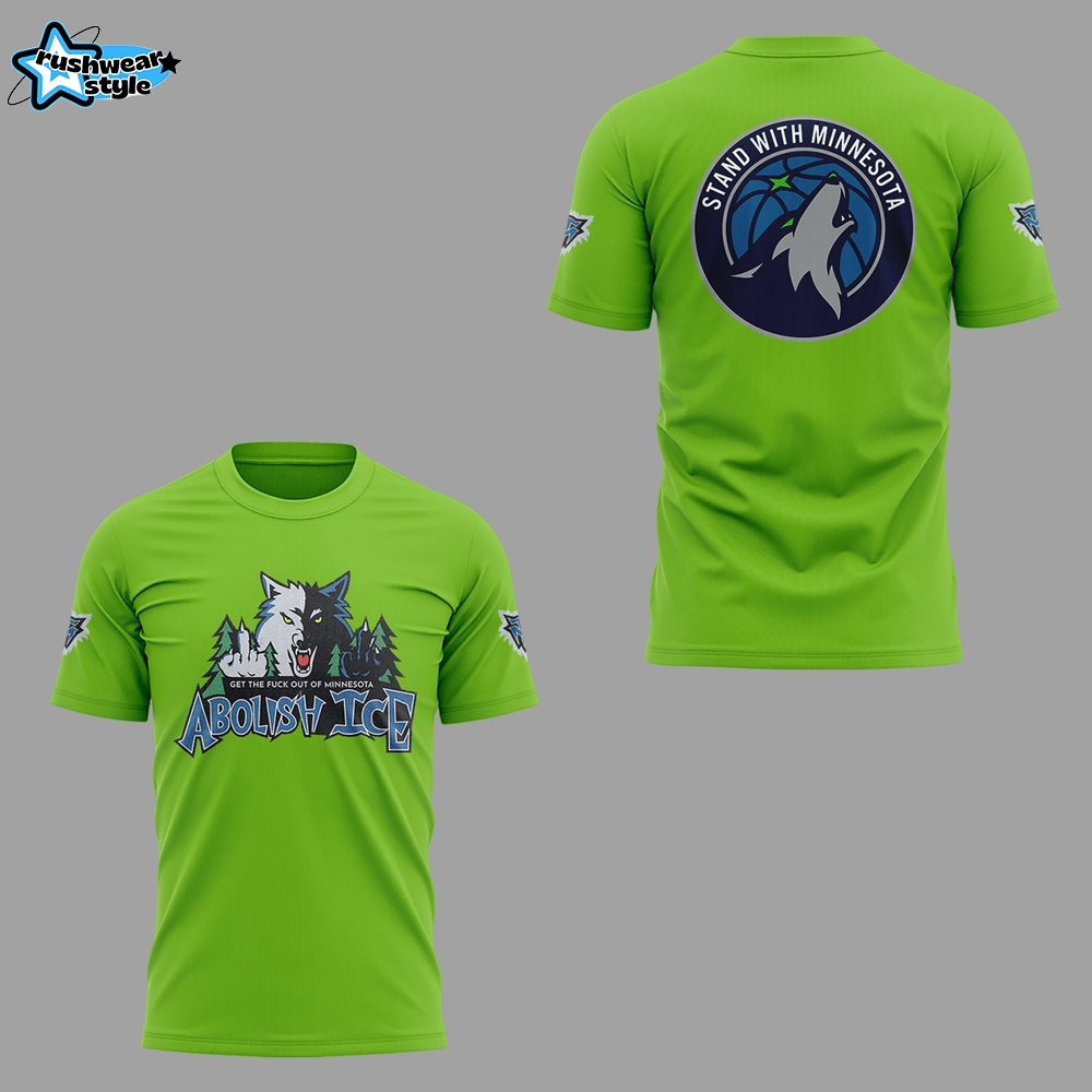 Abolish Ice Stand With Minnesota Lime Green Graphic T-Shirt Abolish Ice Stand With Minnesota Lime Green Graphic T-Shirt