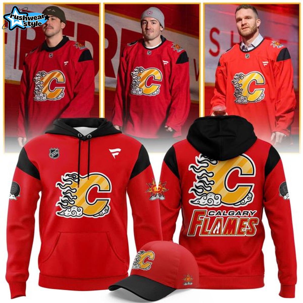 Calgary Flames 2026 East Asian Celebration Night Pullover Hoodie Calgary Flames 2026 East Asian Celebration Night Pullover Hoodie