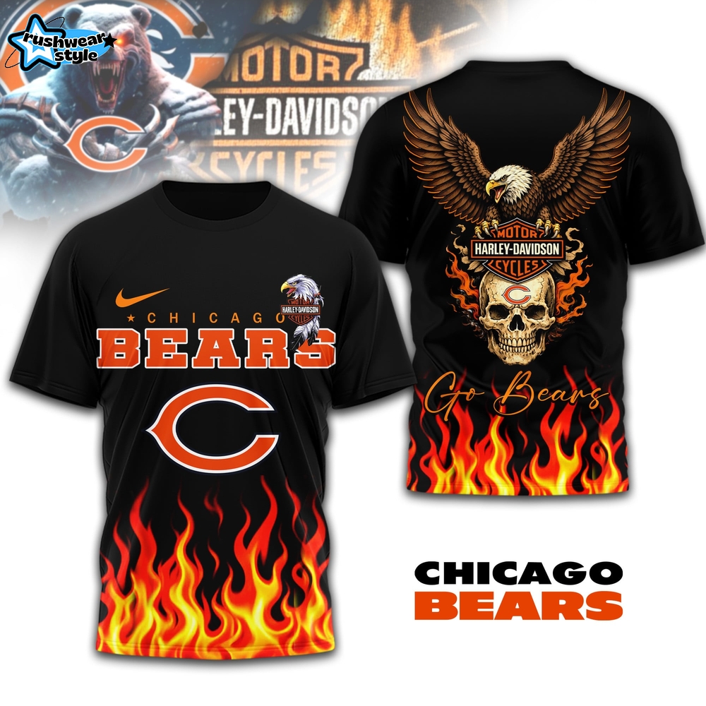 Chicago Bears | Premium NFL Eagle Harley Davidson 3D Shirt Chicago Bears | Premium NFL Eagle Harley Davidson 3D Shirt