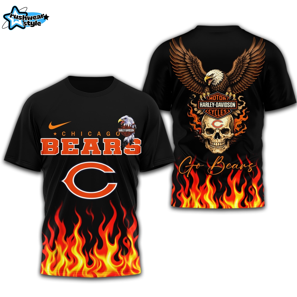 Chicago Bears | Premium NFL Eagle Harley Davidson 3D Shirt Chicago Bears | Premium NFL Eagle Harley Davidson 3D Shirt