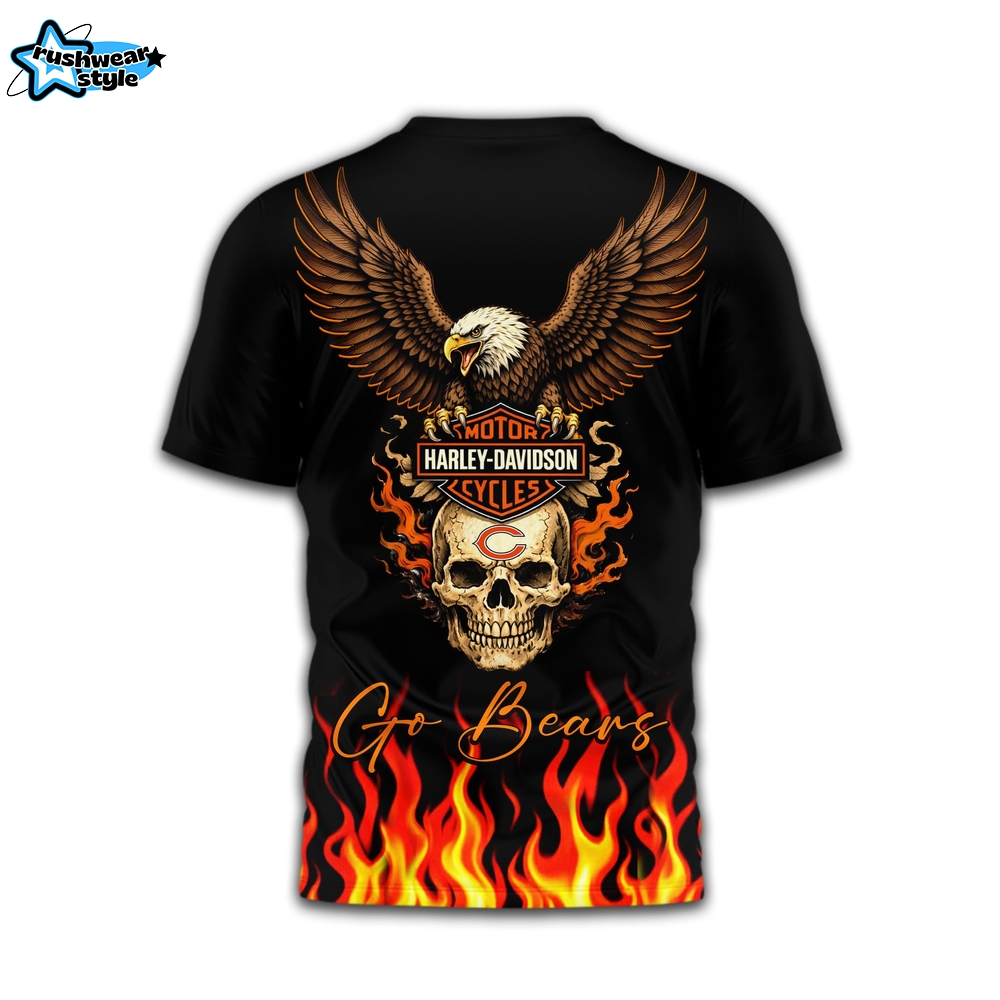 Chicago Bears | Premium NFL Eagle Harley Davidson 3D Shirt Chicago Bears | Premium NFL Eagle Harley Davidson 3D Shirt