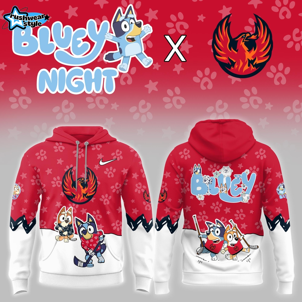 Coachella Valley Firebirds Bluey Night Game Limited Hoodie Coachella Valley Firebirds Bluey Night Game Limited Hoodie