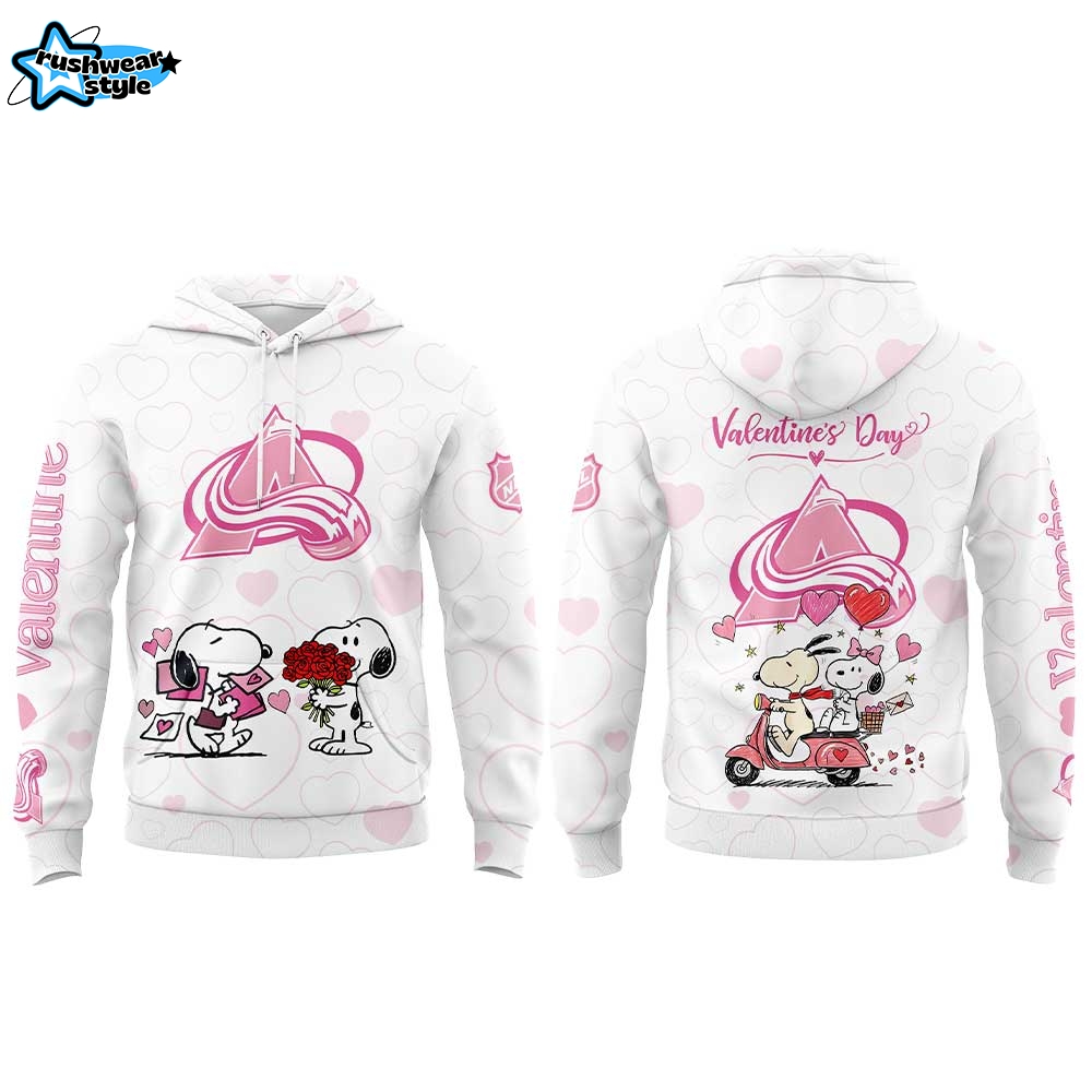 Colorado Avalanche Peanuts Happy Valentine Day 2026 Hoodie Colorado Avalanche Peanuts Happy Valentine Day 2026 Hoodie
