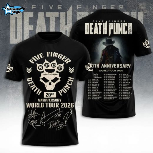 Five Finger Death Punch 20th Anniversary World Tour 2026 Band T-Shirt – Variant 3