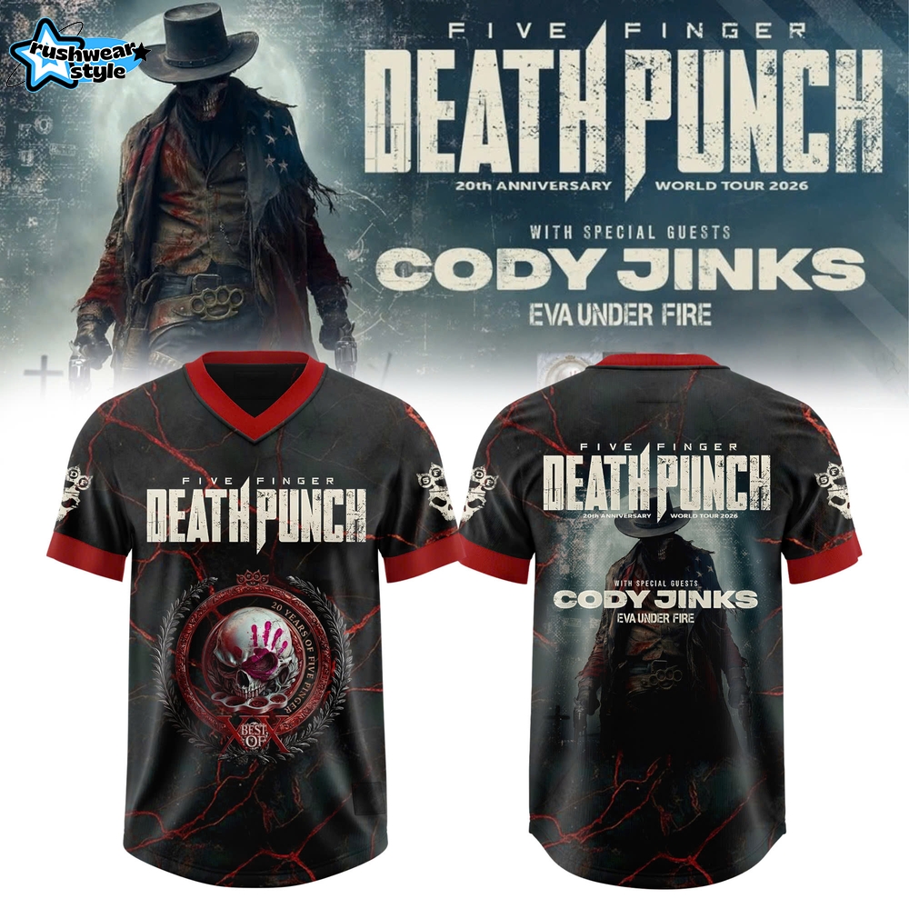 Five Finger Death Punch 20th Anniversary World Tour 2026 Red Jersey Variant Five Finger Death Punch 20th Anniversary World Tour 2026 Red Jersey Variant
