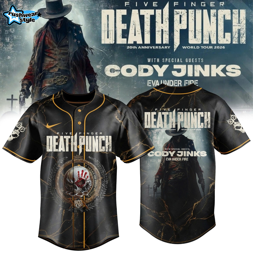 Five Finger Death Punch 20th Anniversary World Tour 2026 Yellow Jersey Five Finger Death Punch 20th Anniversary World Tour 2026 Yellow Jersey