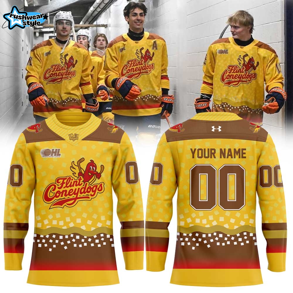 Flint Firebirds Coneydogs 2026 Hockey Jersey – Custom Name & Number Flint Firebirds Coneydogs 2026 Hockey Jersey – Custom Name & Number