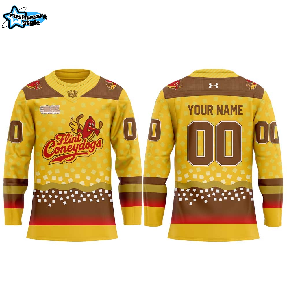 Flint Firebirds Coneydogs 2026 Hockey Jersey – Custom Name & Number Flint Firebirds Coneydogs 2026 Hockey Jersey – Custom Name & Number