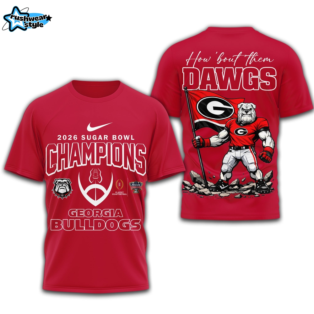 Georgia Bulldogs | Premium NCAA 2026 Sugar Bowl Champions 3D Shirt TD Georgia Bulldogs | Premium NCAA 2026 Sugar Bowl Champions 3D Shirt TD